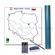 Mapa Polski konturowa - nakładka magnetyczna z wyposażeniem