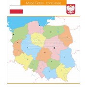 Mapa Polski województwa- miasta kolor nakładka magnetyczna