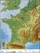 Mapa fizyczna Francji język francuski